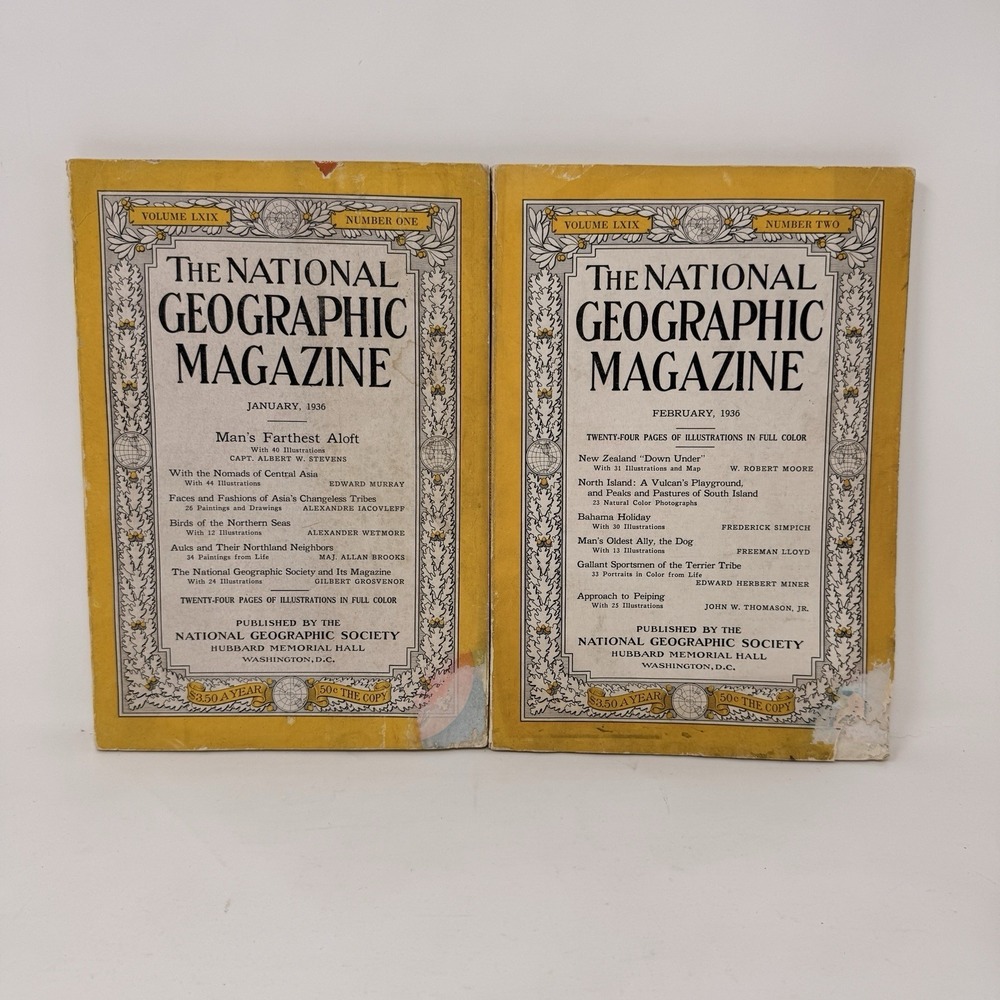 Lot 2 The National Geographic‎ Magazine, January & February 1936 Vintage History